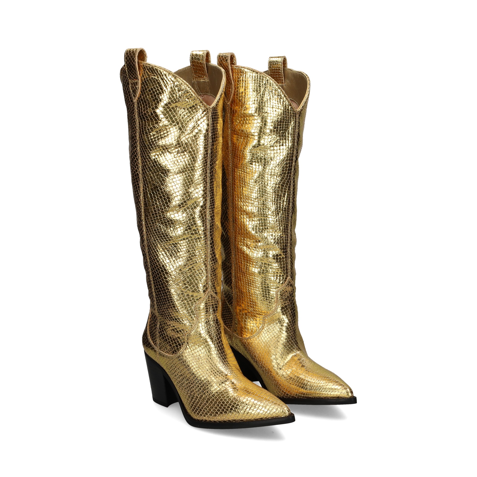 bota-cowboy-reptil-metalizada-oro