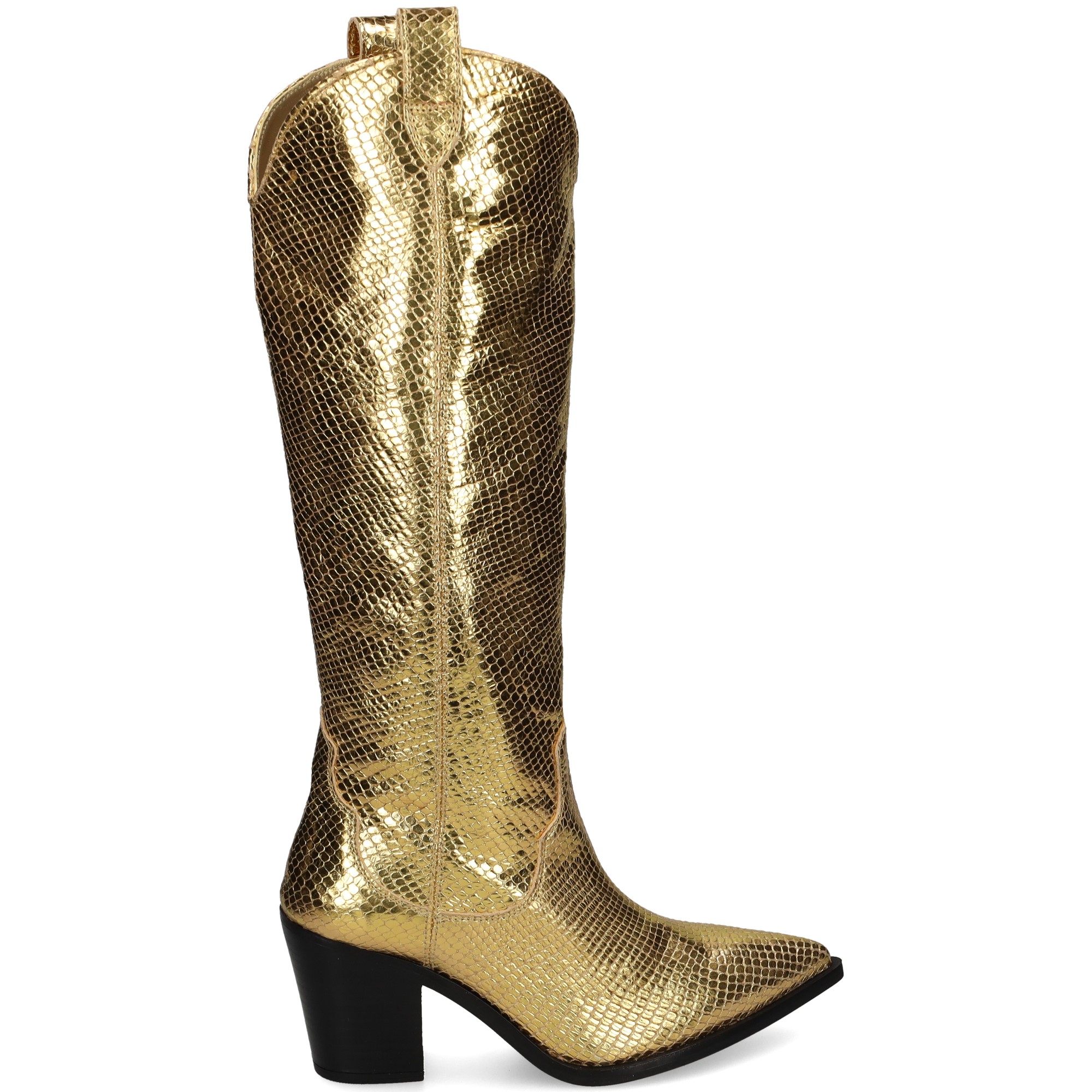 bota-cowboy-reptil-metalizada-oro