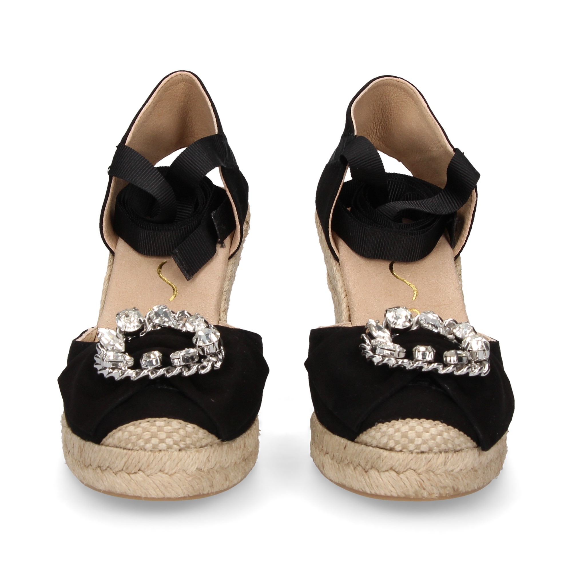 ESPADRILLE ESPADRILLE WEDGE ESPADRILLES AVEC FERMOIR EN DAIM NOIR