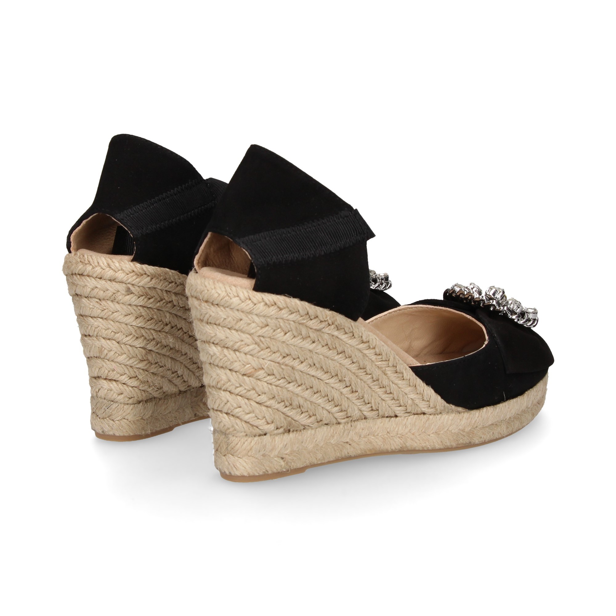 ESPADRILLE ESPADRILLE WEDGE ESPADRILLES AVEC FERMOIR EN DAIM NOIR