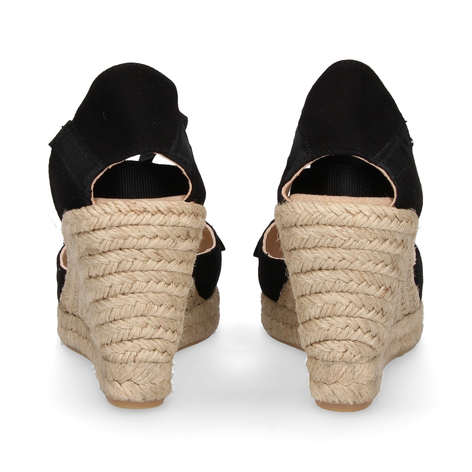 ESPADRILLE ESPADRILLE WEDGE ESPADRILLES AVEC FERMOIR EN DAIM NOIR