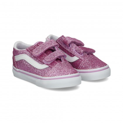 2 VELCROS GLITTER LILA/BLANCO