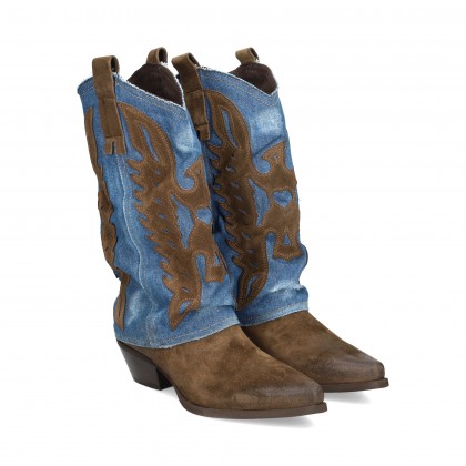 1/2 BOTA COWBOY ANTE/JEANS MOKA
