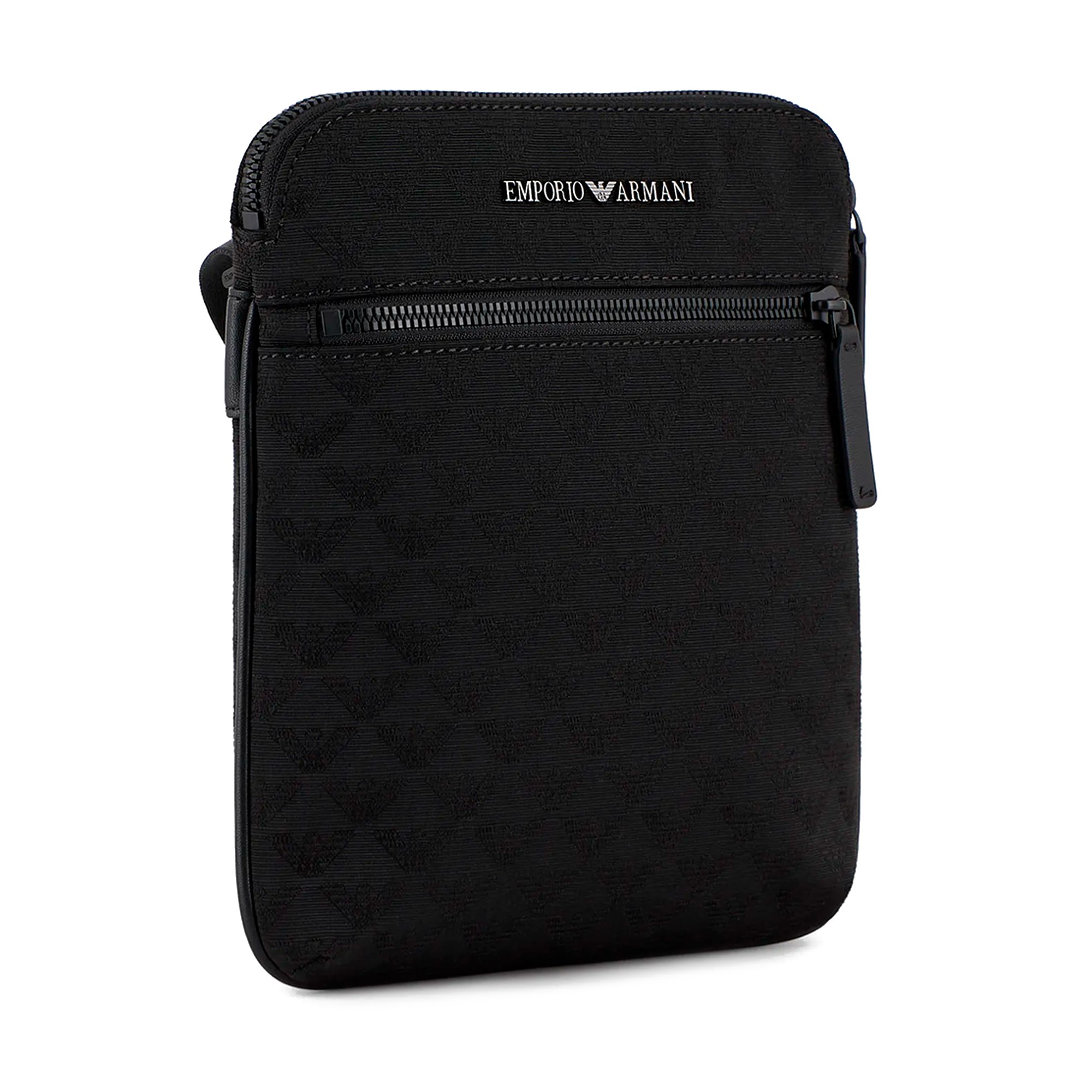 Emporio Armani Flat Nylon Shoulder Bag With Monogrammed Eagle Navy/black |  ONU