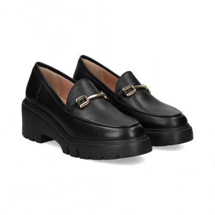 MOCASIN PLAT.ESLABON PIEL NEGRO