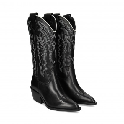 BOTIN COWBOY BORDADA NEGRO