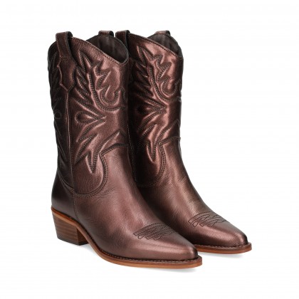 BOTIN COWBOY METALIZADA MARRON 