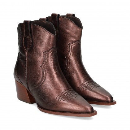 BOTIN COWBOY MARRON METALIZADO