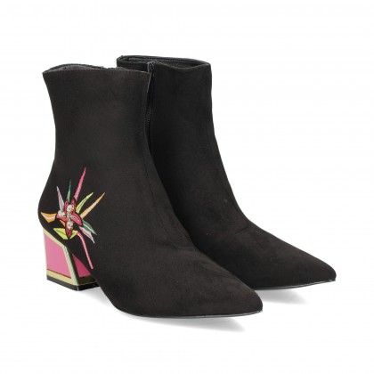 BOTIN LICRA FLOR NEGRO