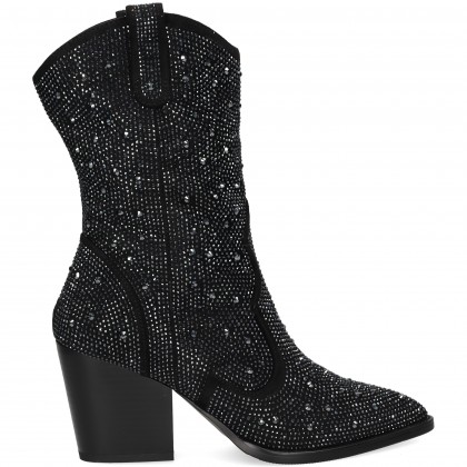 1/2 BOTA COWBOY ANTE STRASS NEGRO PRETO
