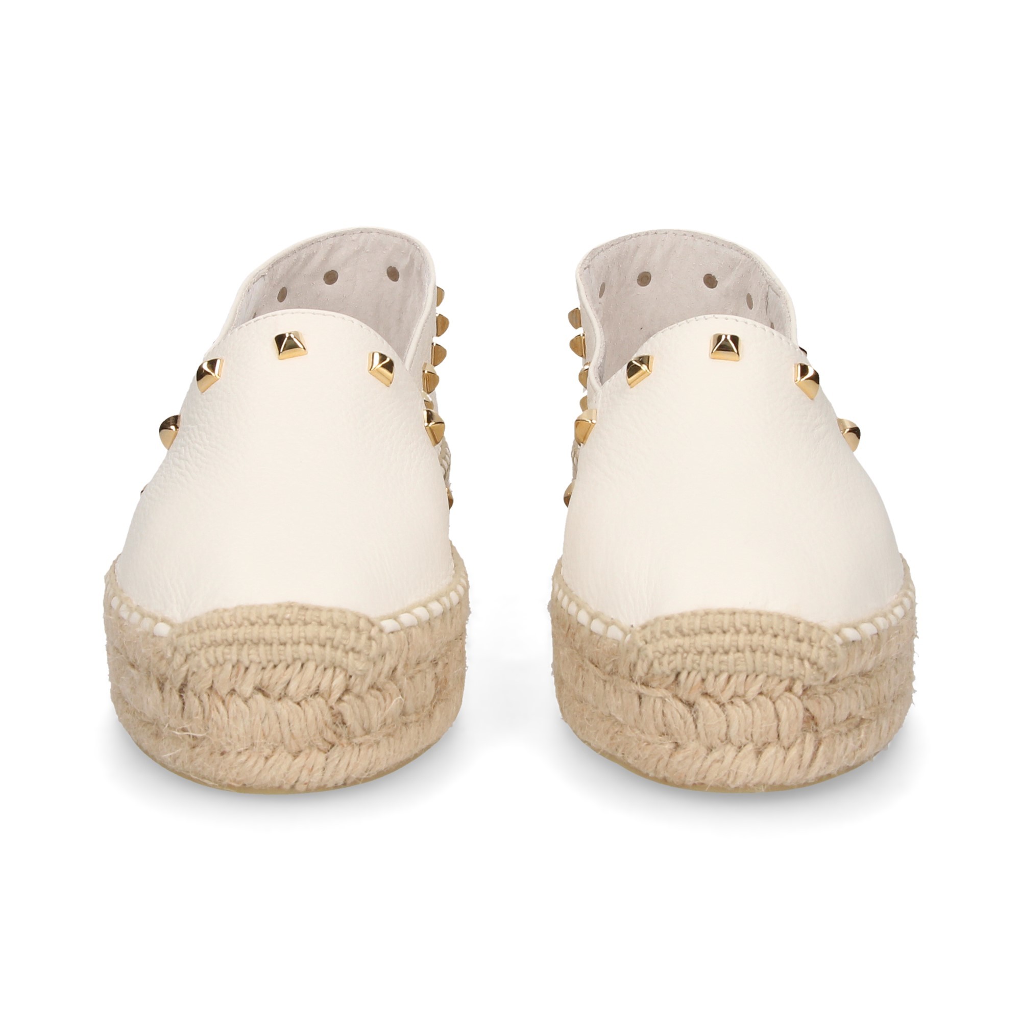 ESPADRILLA IN PELLE CON BORCHIE BIANCHE