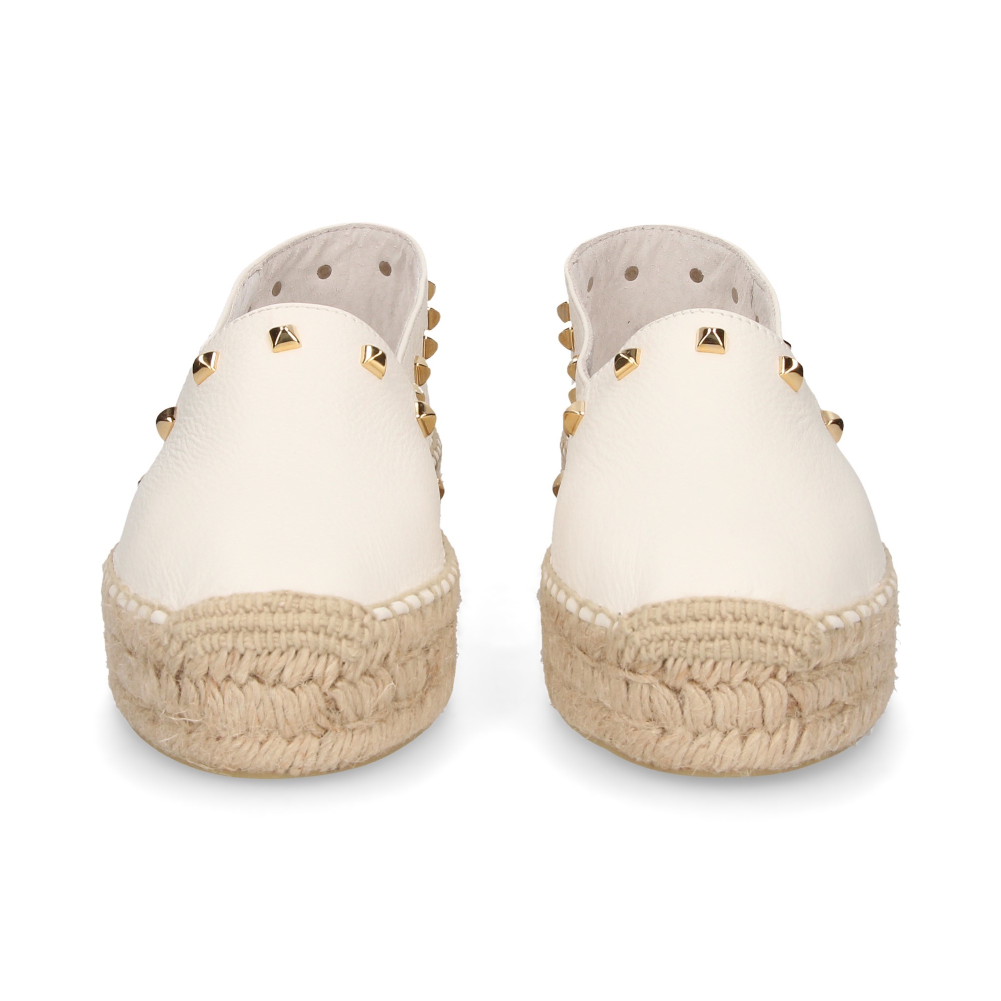 ESPADRILLA IN PELLE CON BORCHIE BIANCHE