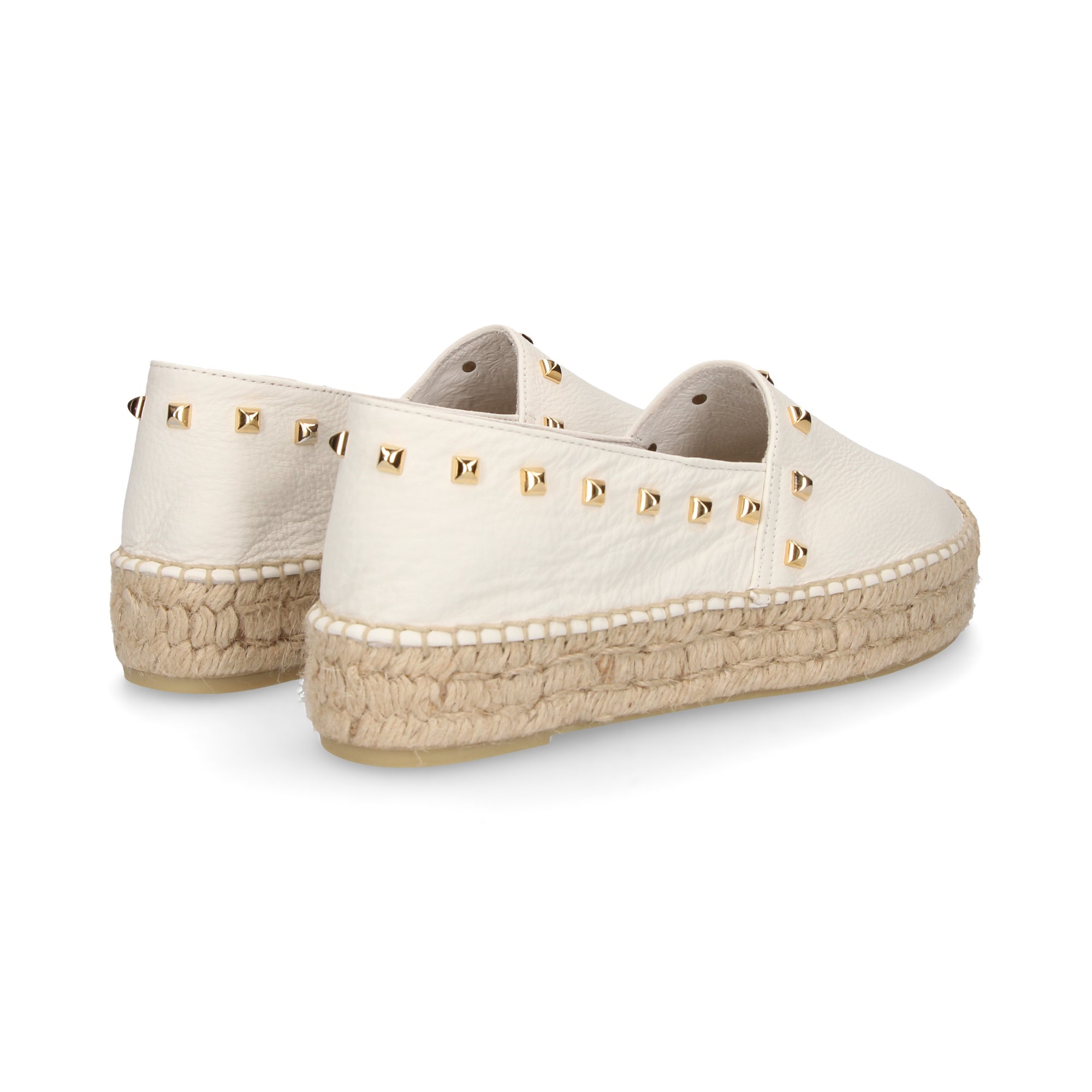 ESPADRILLA IN PELLE CON BORCHIE BIANCHE