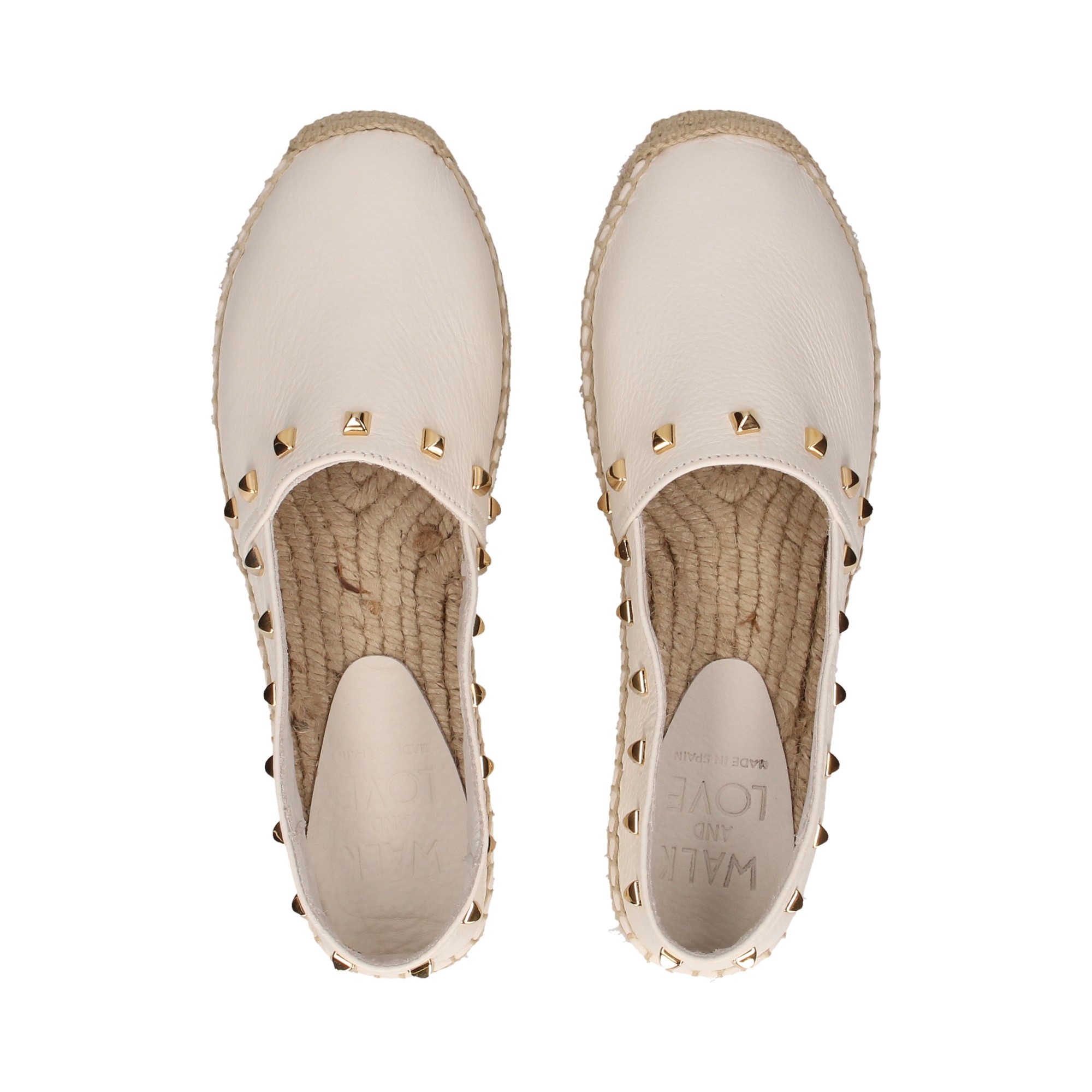 ESPADRILLA IN PELLE CON BORCHIE BIANCHE