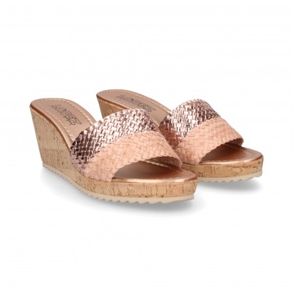 TWO-TONE PINK GOLD BRAIDED WEDGE
