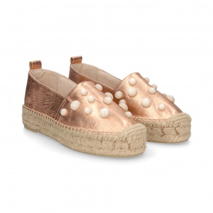 KUPFER METALLIC ESPADRILLES PERLEN ESPADRILLE