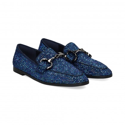 MOCASIN ESLABON TERCIOPELO AZUL