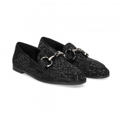 MOCASIN ESLABON TERCIOPELO NEGRO