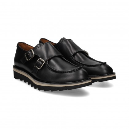 MOCASIN 2 HEBILLAS BORDON NEGRO