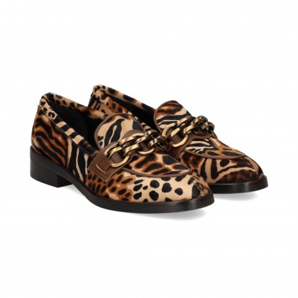 MOCASIN ESLABON ANIMAL PRINT 56 CAMEL