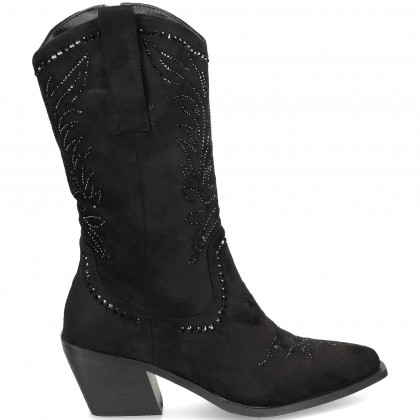 1/2 BOTA COWBOY LICRA STRASS NEGRO SCHWARZ