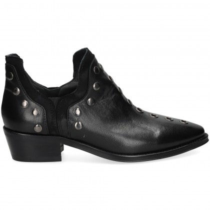 BOTIN CORTO TACHAS PIEL NEGRO 05-NEGRO