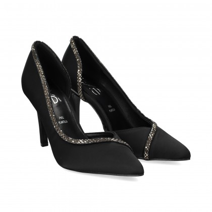 ABIERTO 1 LADO SATIN NEGRO/STRASS