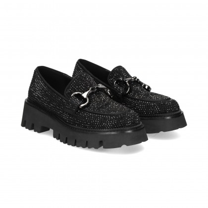 MOCASIN ESLABON GLITTER NEGRO