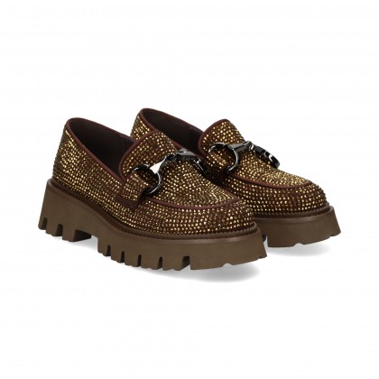 MOCASIN ESLABON GLITTER BRONCE