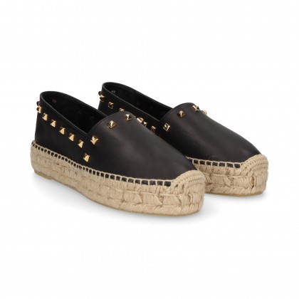 ALPARGAA BLACK STUDDED LEATHER