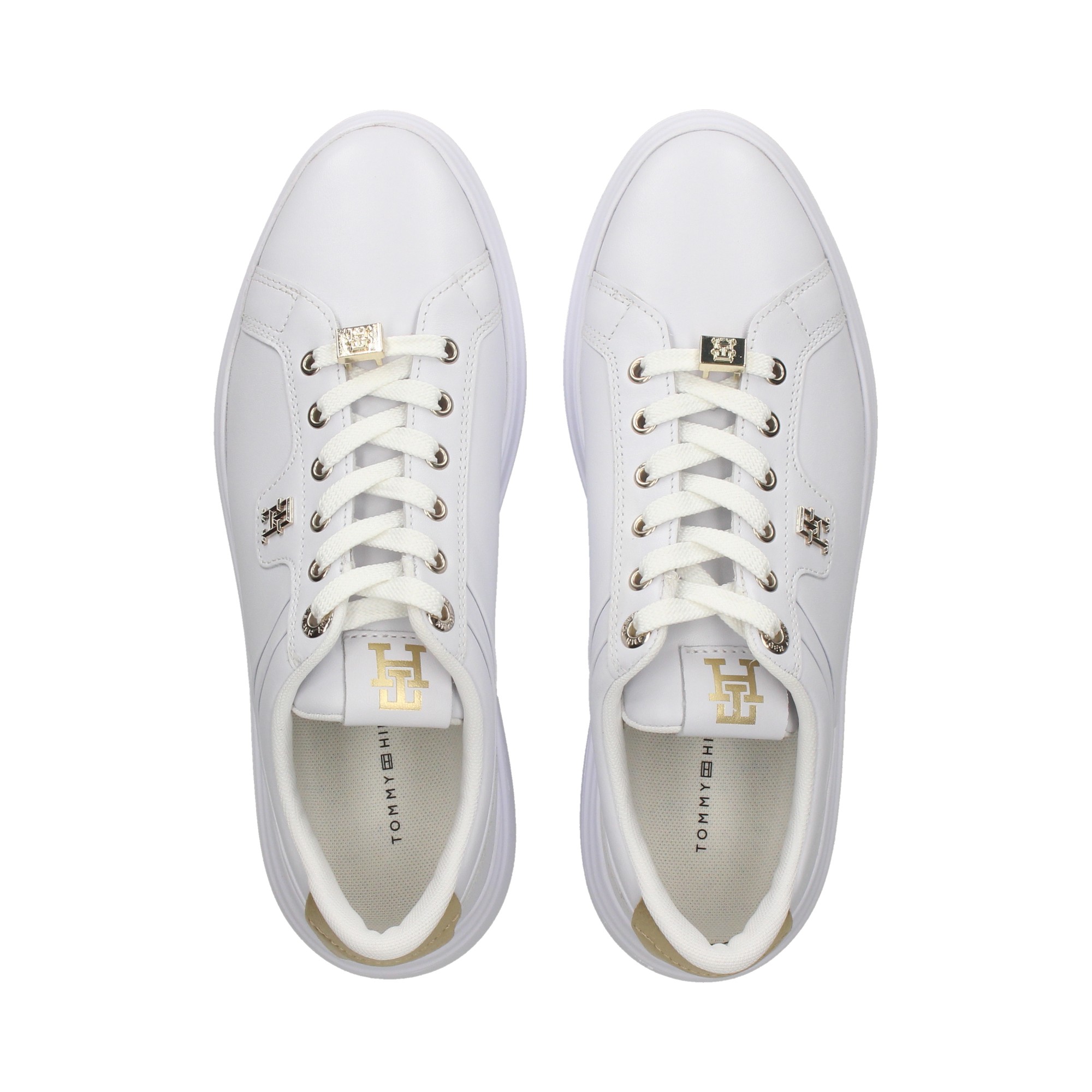 tommy hilfiger white and gold sneakers