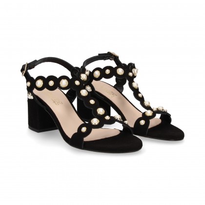 CARMELITE BABY PEARLS SUEDE BLACK