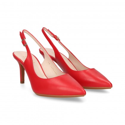 OPEN HEEL LOUNGE RED LEATHER