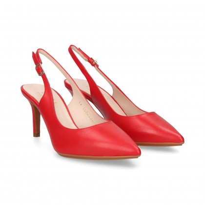 OPEN HEEL LOUNGE ROTES LEDER