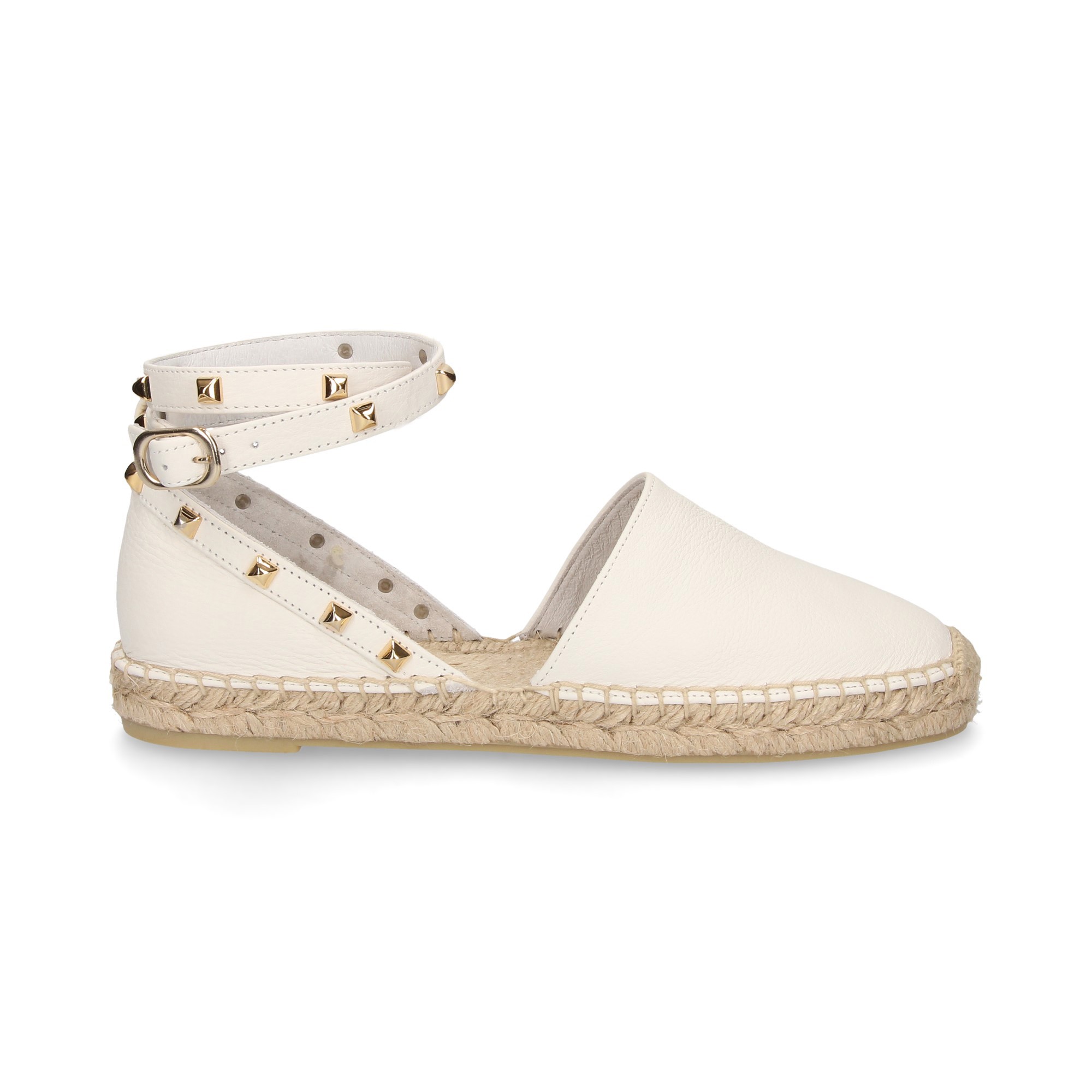 ESPADRILLE NOUÉ CÔTÉS OUVERTS STUD PEAU BL BL BL BL BL