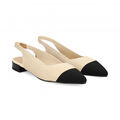 BAILARINA SIN TALON ELASTICA NEGRO+CREMA