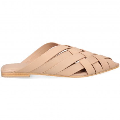 MULE TRENZADO PIEL BEIGE 519 NOUGAT