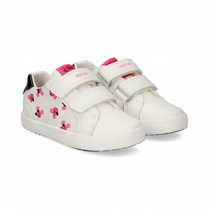 2 VELCROS MINNIE PIEL FUCSIA+BLANCO