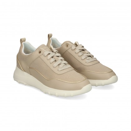 DEPORTIVO PIEL+TEXTIL BRILLO BEIGE