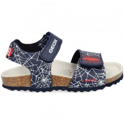 SANDALIA VELCROA TELA ARAÑA AZUL C0735 NAVY/RED