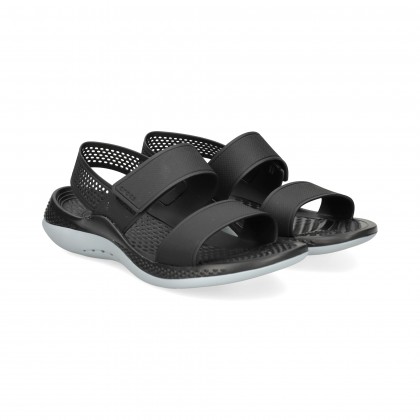 SANDALIA 2 TIRAS VELCRO GRIS+NEGRO