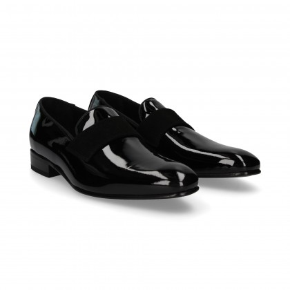 MOC.STRIP SUEDE SMOOTH BLACK PATENT LEATHER