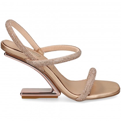 SANDALIA 2 TIRAS STRASS ROSA PINK GOLD
