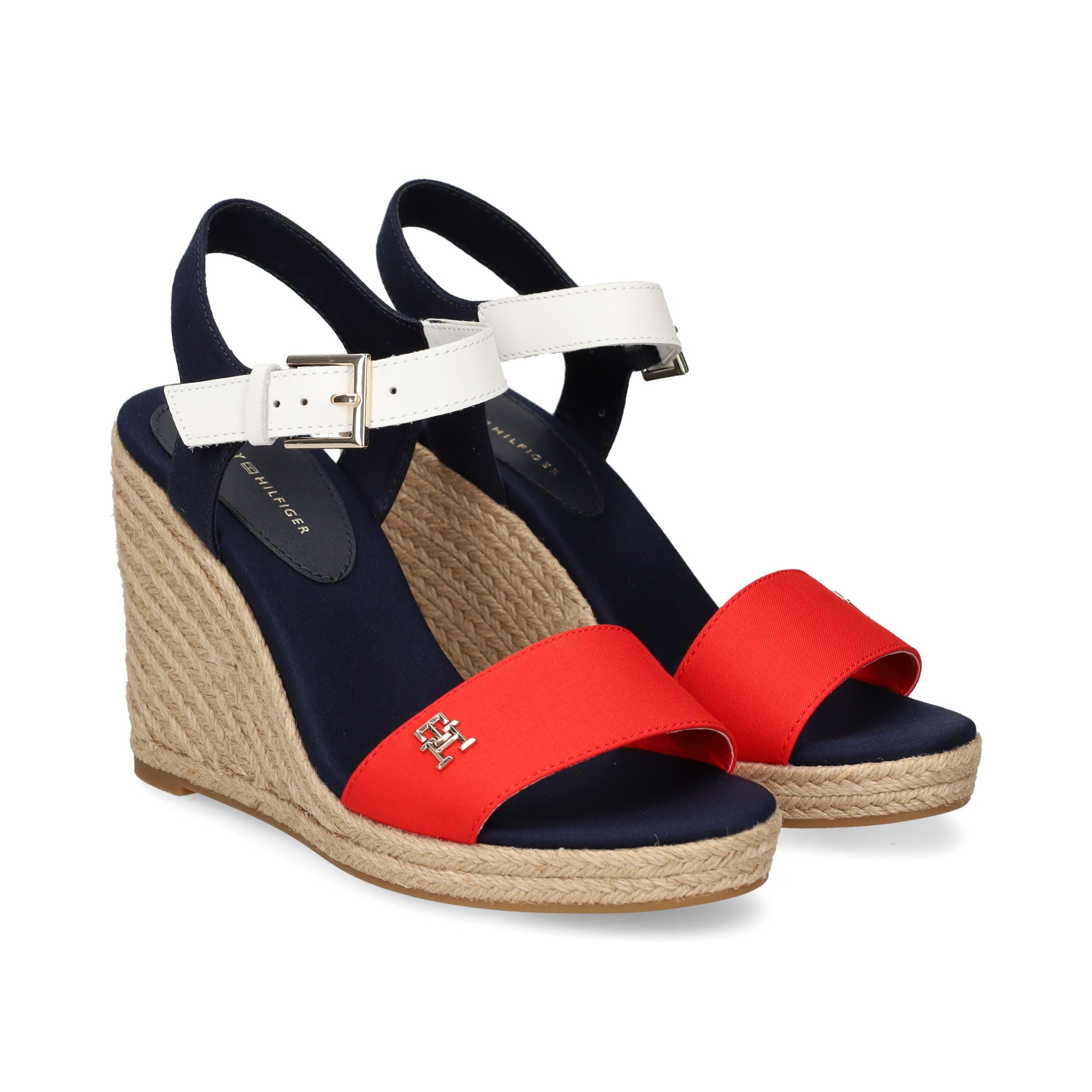 TOMMY HILFIGER Sandales compensees pour femmes FW0FW08053 0G0 RED WHITE B