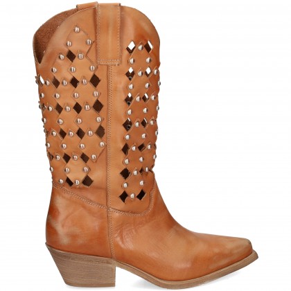 MEDIA BOTA COWBOY TACHAS CUERO Cuoio