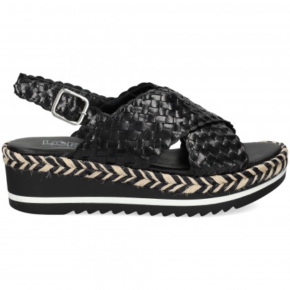 SANDALIA CRUZADA TRENZADA NEGRO PRETO