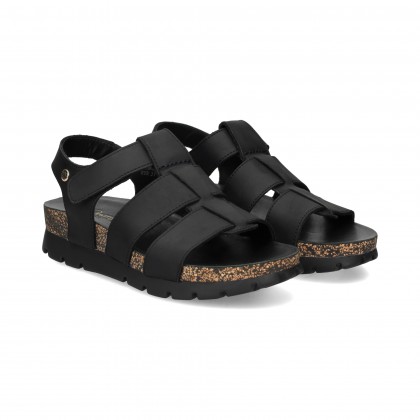 SANDALIA 2 TIRAS + VELCRO GRASS NEGRO