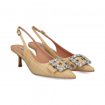 S/TALON HEBILLA STRASS RAFIA BEIGE