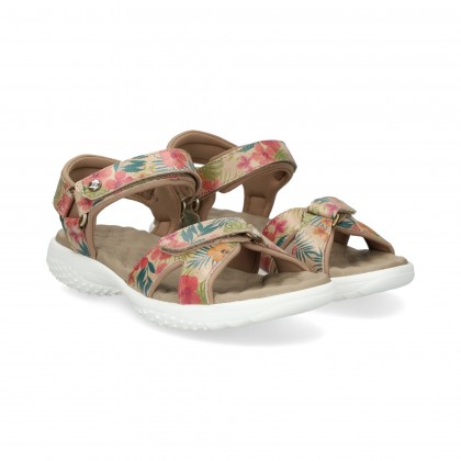 SANDALIA SURFERA FLORES BEIGE B2 CUERDA