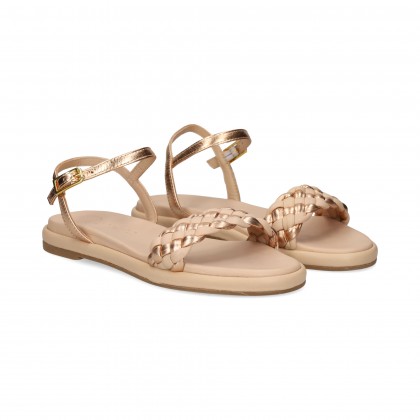 SANDALIA TRENZA METALIZADA ROSA BALLET